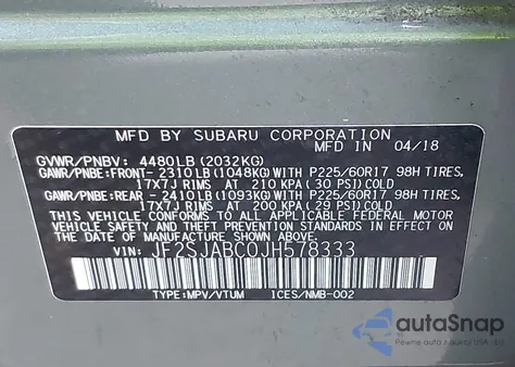 2018 Subaru Forester 2.5I z USA, uszkodzony, nr VIN JF2SJABC0JH578333